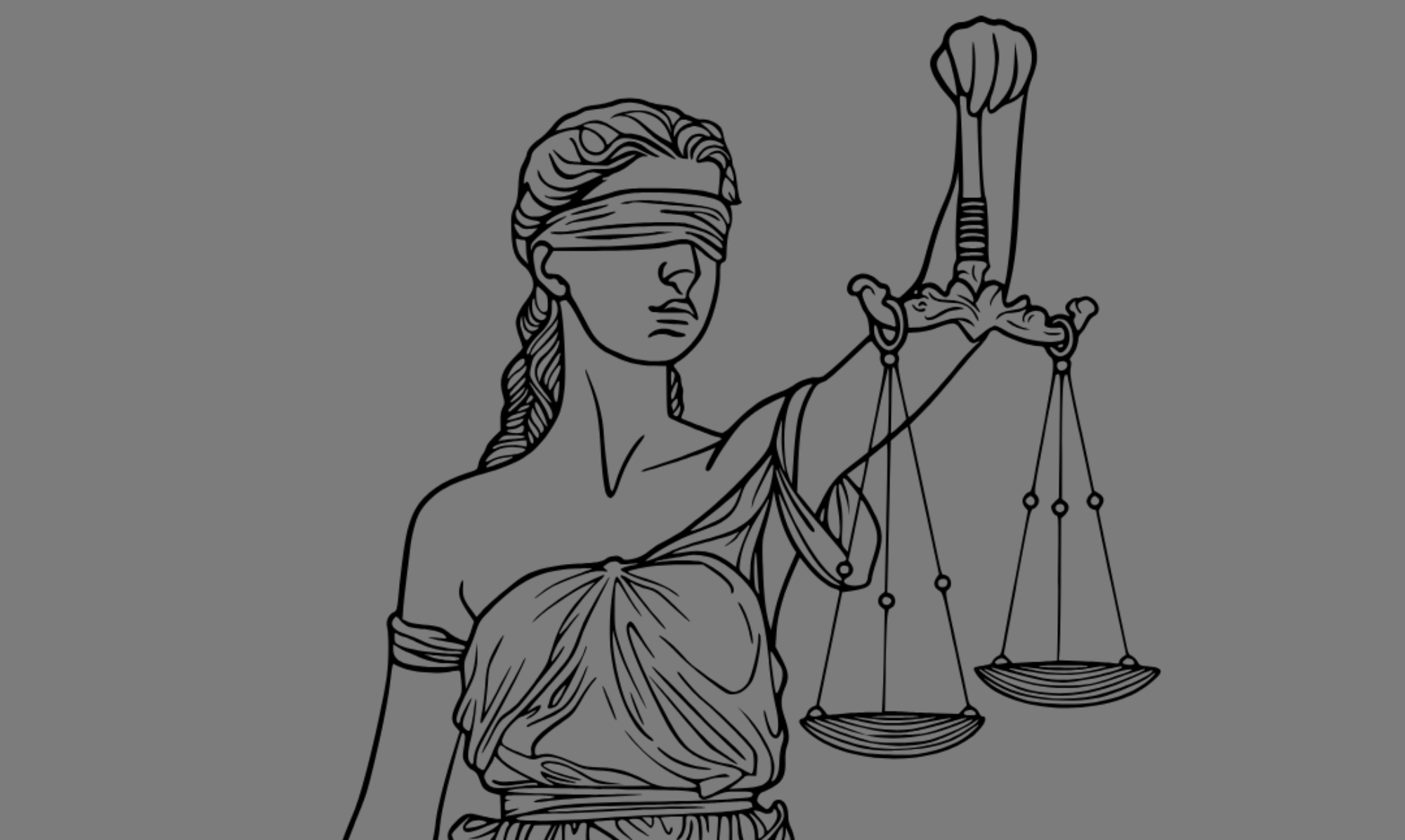 Justitia - schwarz auf grau.